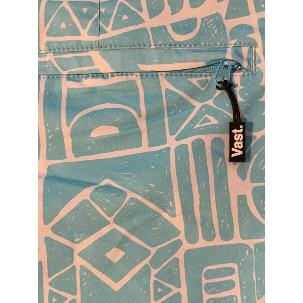 Vast African Stone Retro Classic Boardshorts Sky Blue Geometric Mens 36 NEW